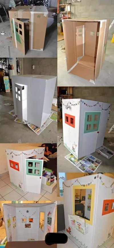 废旧纸箱变废为宝DIY手工制作做儿童玩具房子