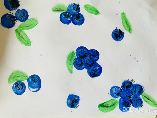 亲子创意美术——拓印画之蓝莓